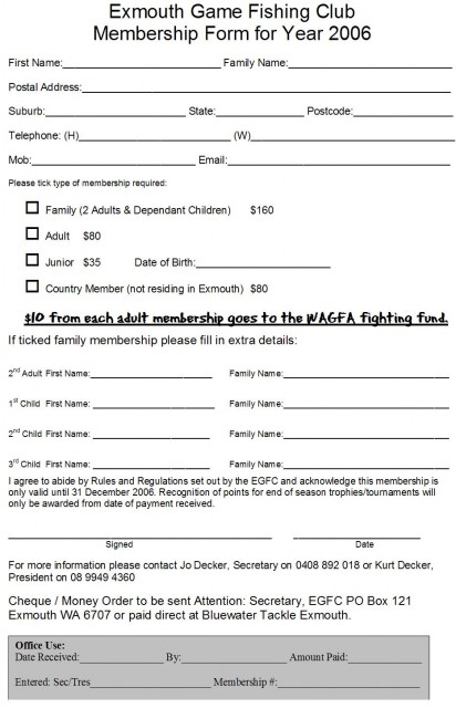 EGFC Membership Form 2006